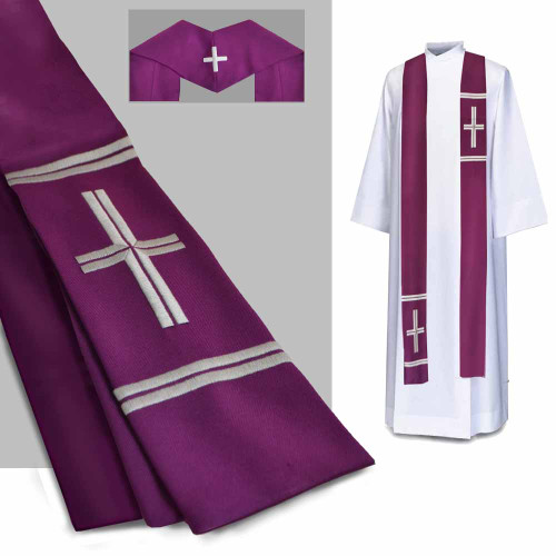 Model 16 Purple Stole with Cross Design