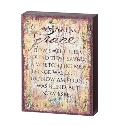 Amazing Grace Rectangular Wall Plaque 7.75 IN