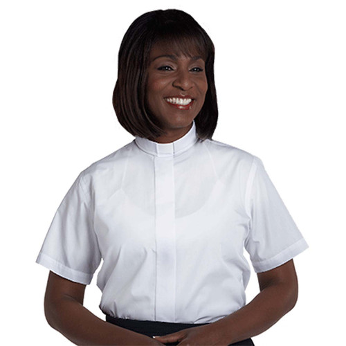 SW-102 White SS Clergy Blouse