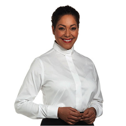 SW-111 LS White Clergy Blouse