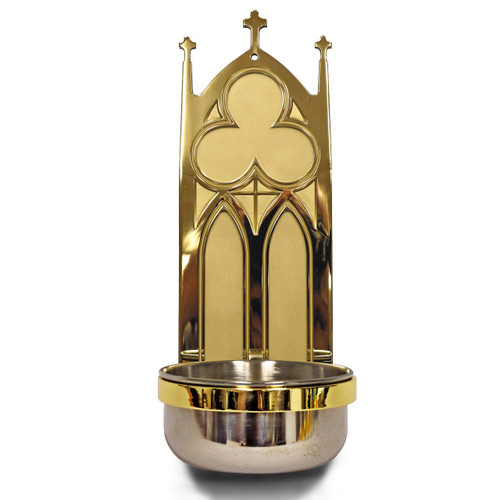 K247 Solid Brass Holy Water Font w/Stainless Bowl