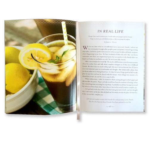 Inside pages of the Devotions from the Kitchen Table book