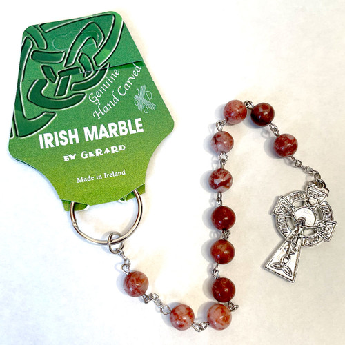 Red Irish Marble Decade Rosary representing the Munster Province of Ireland