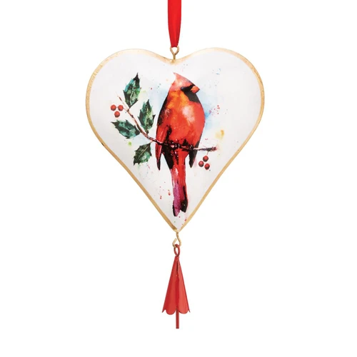 Heart-Shaped Cardinal Ornament from Demdaco