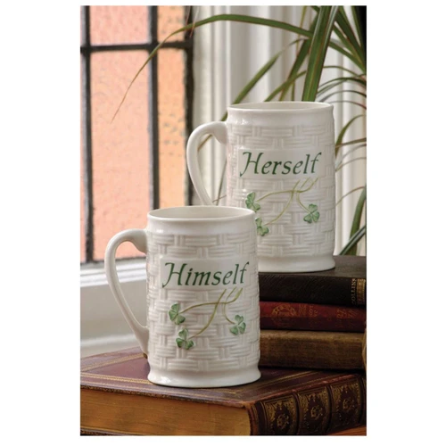 Belleek Herself & Himself Mug Set