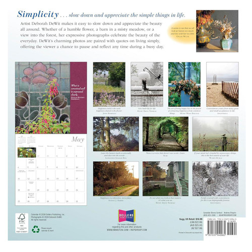 Back of the 2025 Simplicity Wall Calendar
