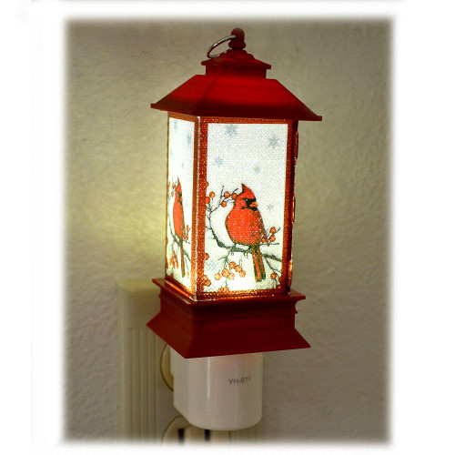 Cardinal Lantern Night Light shown with switch on