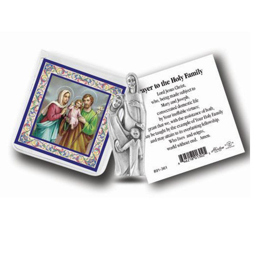 Mini Holy Family Statue with Prayer card and clear plastic pouch
