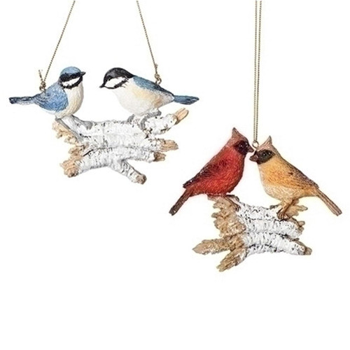Christmas Birds on Logs Ornament