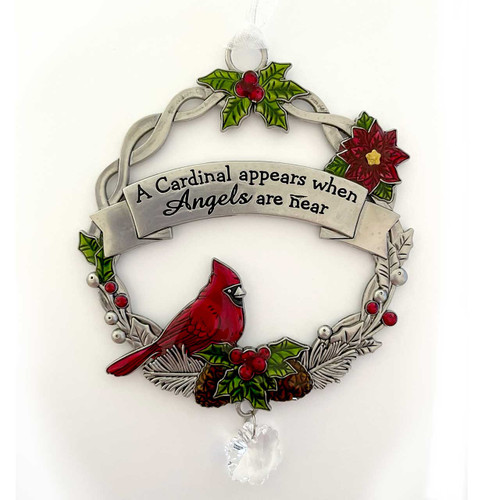 When Angels are Near Cardinal Metal Ornament