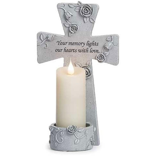 Memorial Cross with Candle Holder