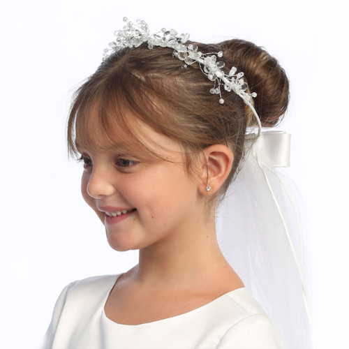 Side view of the Crystal Flower Crown Veil