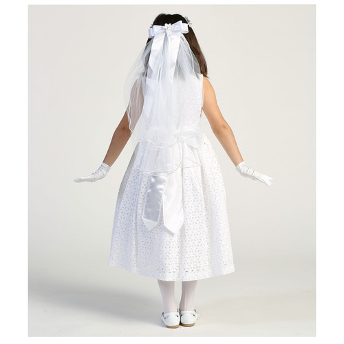 Back of the Maura Cotton Eyelet Communion Dress