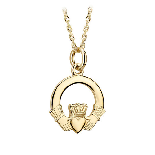 10K Gold Claddagh Pendant on 18" 10K Gold chain