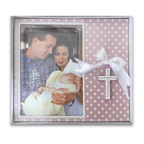 Pink Baby Frame for Baptism Photo