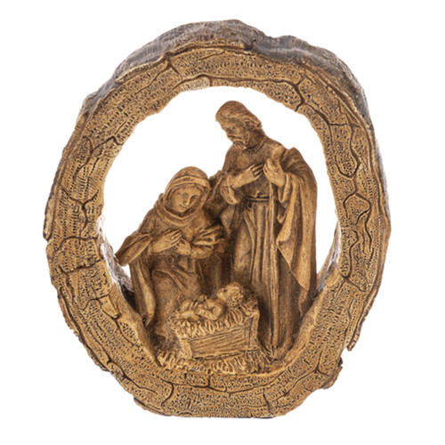 Small Wood Look Holy Family Figurine