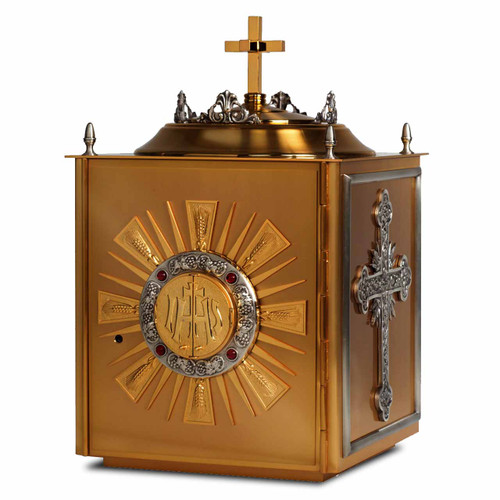 K672 24K Gold Plate Tabernacle with Silver Plate Accents