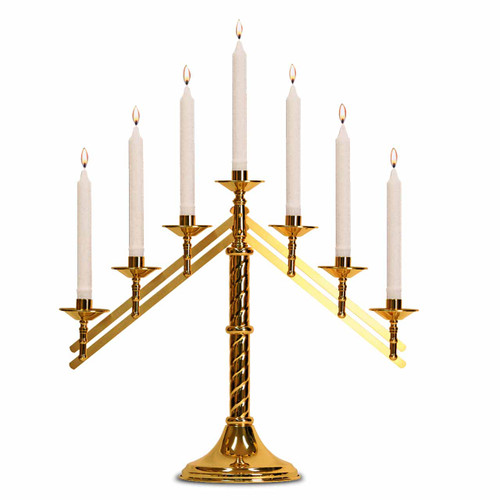 Altar Candelabra, Three Step Base, Brass