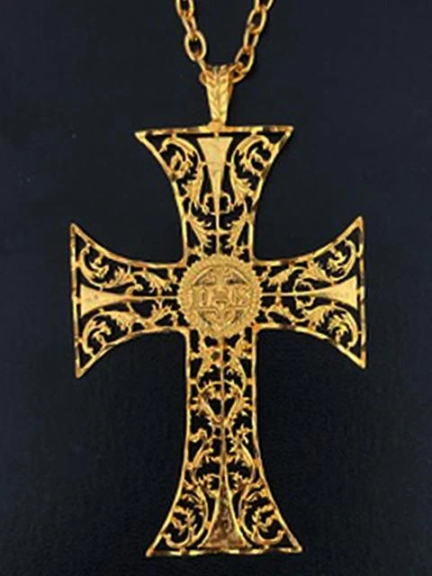 MDS Gold Plate Pectoral Cross #6 with IHS Emblem Detail