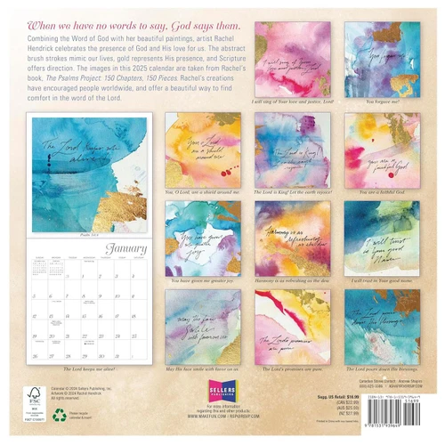 Back of the 2025 Bless this Year Wall Calendar