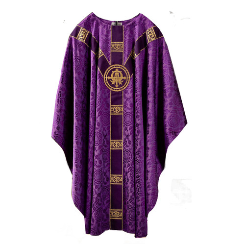 101-0920 Alpha Omega Chasuble in Tudor Rose Serum