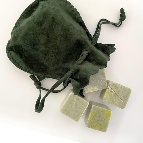 4 Connemara Marble Drink Stones in drawstring bag