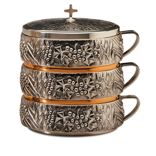 4012 Stacking Ciboria w/Wheat & Grape Motif