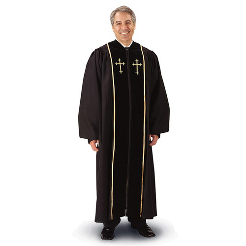 TS785  Pulpit Robe with Gold Embroidered Crosses