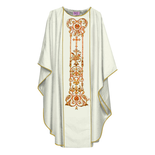 1007 Classic Hand Embroidered Silk Chasuble White