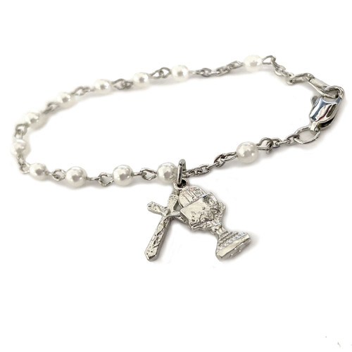 Pearl Communion Crucifix Bracelet