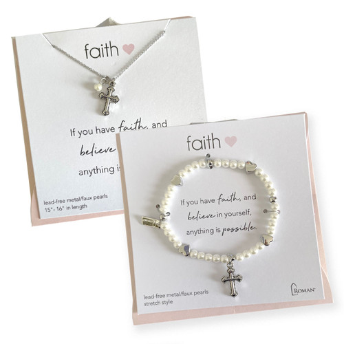 Faith Silver Cross 2 Styles Pendant and bracelet