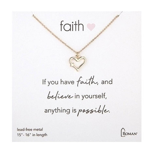 Faith Gold Heart Necklace