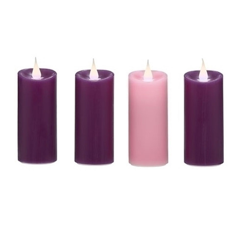 Set of 4 Tall Votive Advent Candles in Purple & Pink
