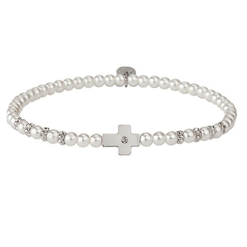 Silver Side Cross Bracelet