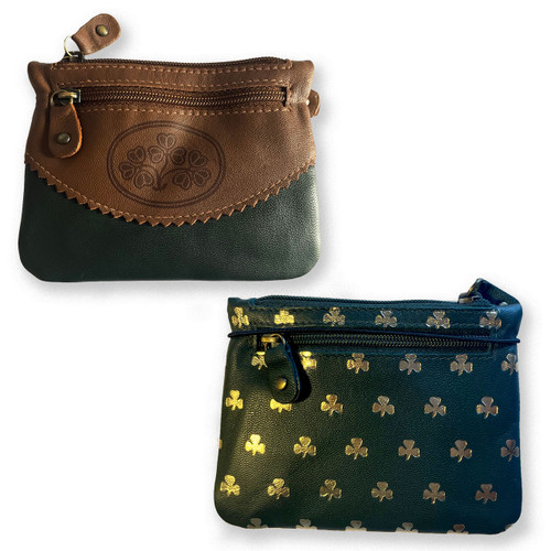 Irish Leather Coin or Rosary Purse - Two Styles with each sold separately