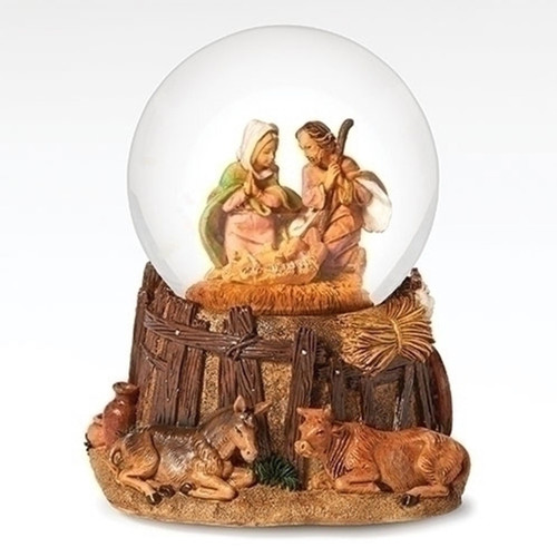 4-3/4"H Musical Fontanini Holy Family Dome that plays O Holy Night