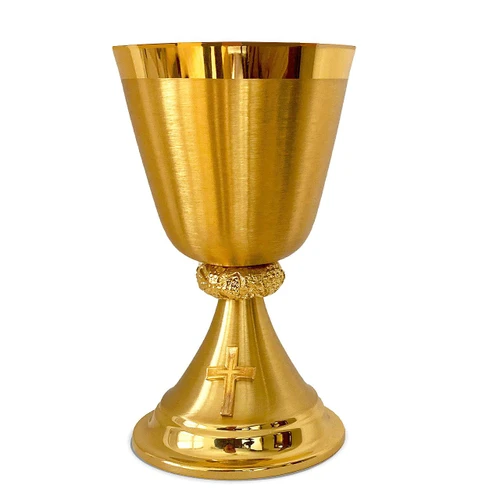 Chalice with Cross in Satin Gold