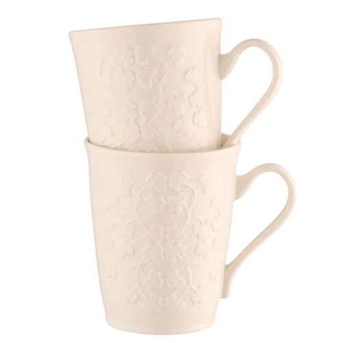 Belleek Set of 2 Field of Shamrock Mugs