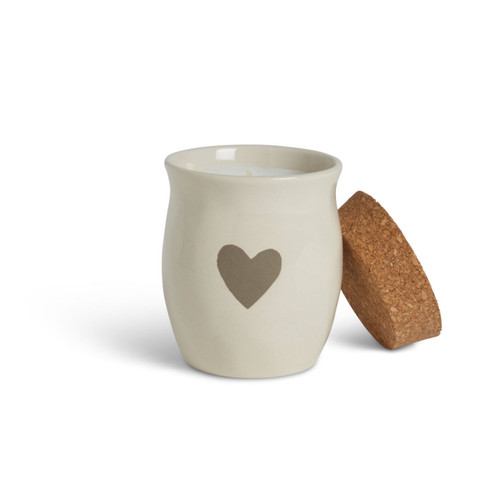 Grey Warm Heart Small Candle with the lid removed