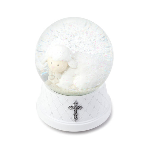 Musical Lamb Water Globe front view