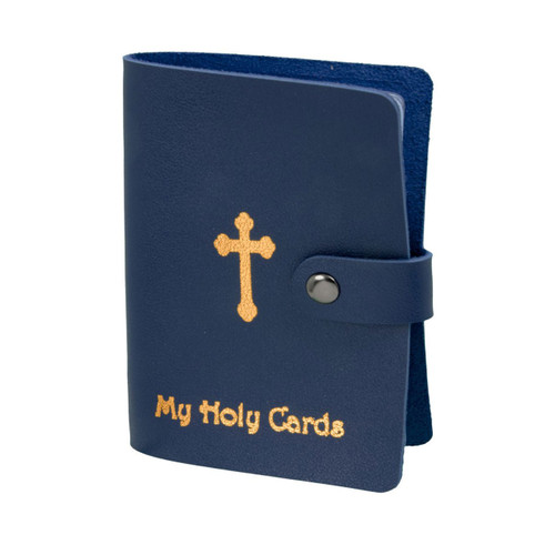 Blue Leatherette Holy Card Holder