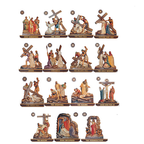 1306 Demetz 14pc Station Set with the optional Station #15, The Resurrection, shown but it is sold separately from the 14pc set