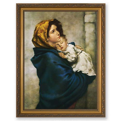 11x14 print of Madonna of the Streets in gold frame under glass