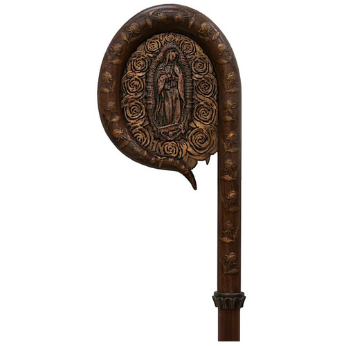 MJ-C4 Walnut Crozier w/Carved Our Lady of Guadalupe