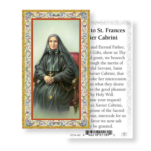 Paper St. Frances Xavier Cabrini Prayer Card - 2-1/2"W x 4-1/2"H