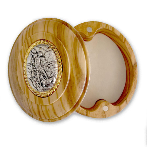 Inside the Olive Wood St. Michael Keepsake Box