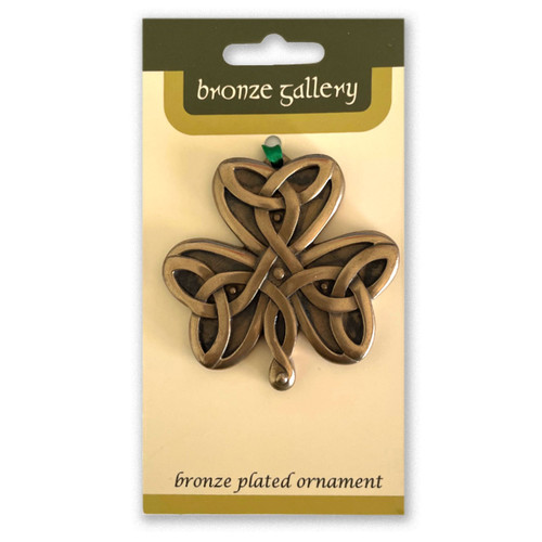 Packaging of the Bronze Celtic Shamrock Ornament