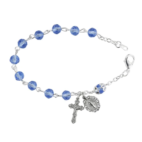 Light Blue Crystal Rosary Bracelet