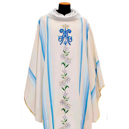 1211LB  Marian Chasuble in Blu Linea