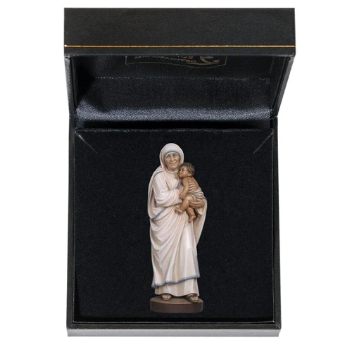 3" Wood Saint Teresa of Calcutta Statue and black case